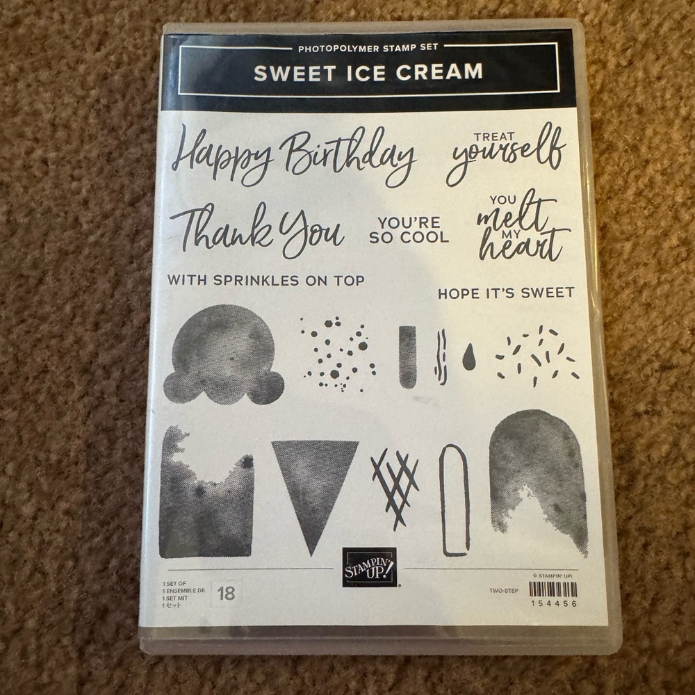 Stampin' Up! Sweet Ice Cream Stamp Set - Black, White